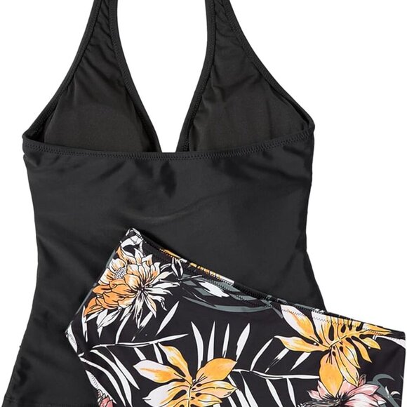 Women Sexy Halter Tankini Bathing Suit - Slimming Tummy Control Swimsuit in Retr - Picture 4 of 6